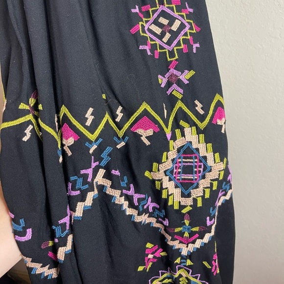 By Anthropologie Embroidered Halter Maxi Dress in Black Size XS - Picture 9 of 10